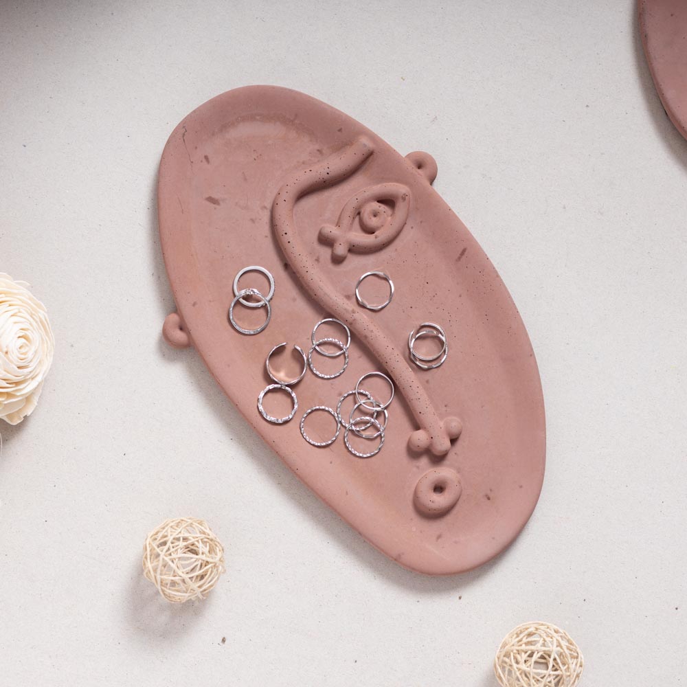 Fizzog- Dark Concrete Oval shaped Trinket Dish and Jewellery Tray