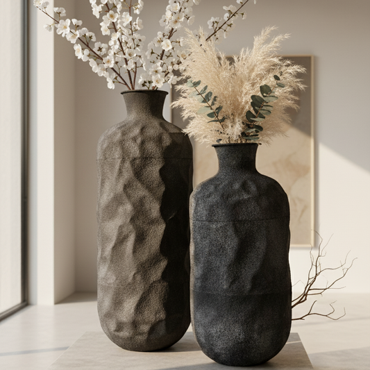 The Obsidian Crumple Vases (Set of 2)