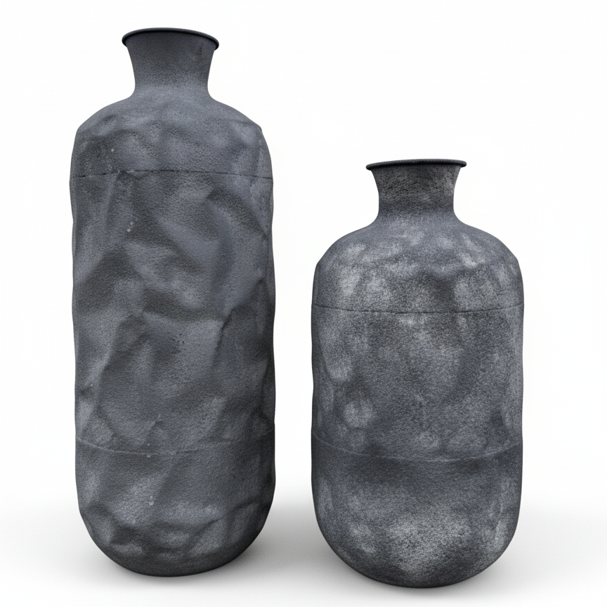 The Obsidian Crumple Vases (Set of 2)