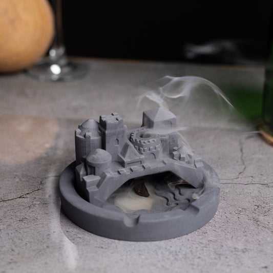 New  Cosmic City Dark Concrete-Statement decor piece that doubles up as a unique ashtray, incense stick holder