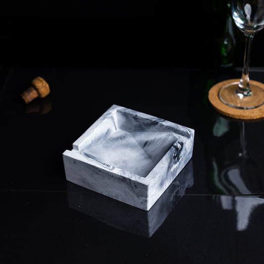 Squash Tray Nero Marble - A Square Shaped Ashtray- a perfect gift for friends, your partner, and colleagues.