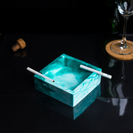 Squash Tray Mint Marble - A Square Shaped Ashtray- a perfect gift for friends, your partner, and colleagues.