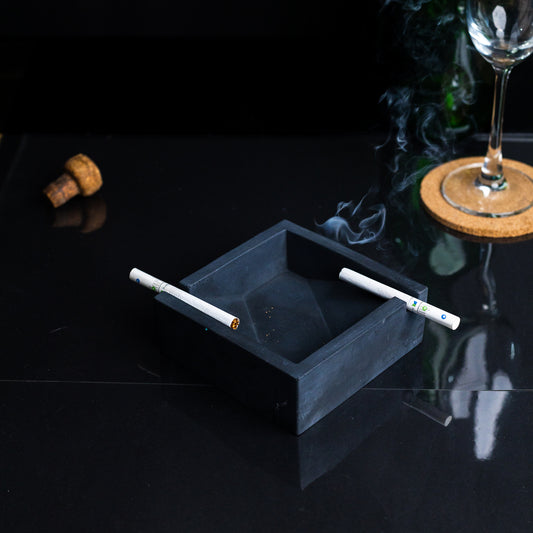 Squash Tray Black - A Square Shaped Ashtray- a perfect gift for friends, your partner, and colleagues.