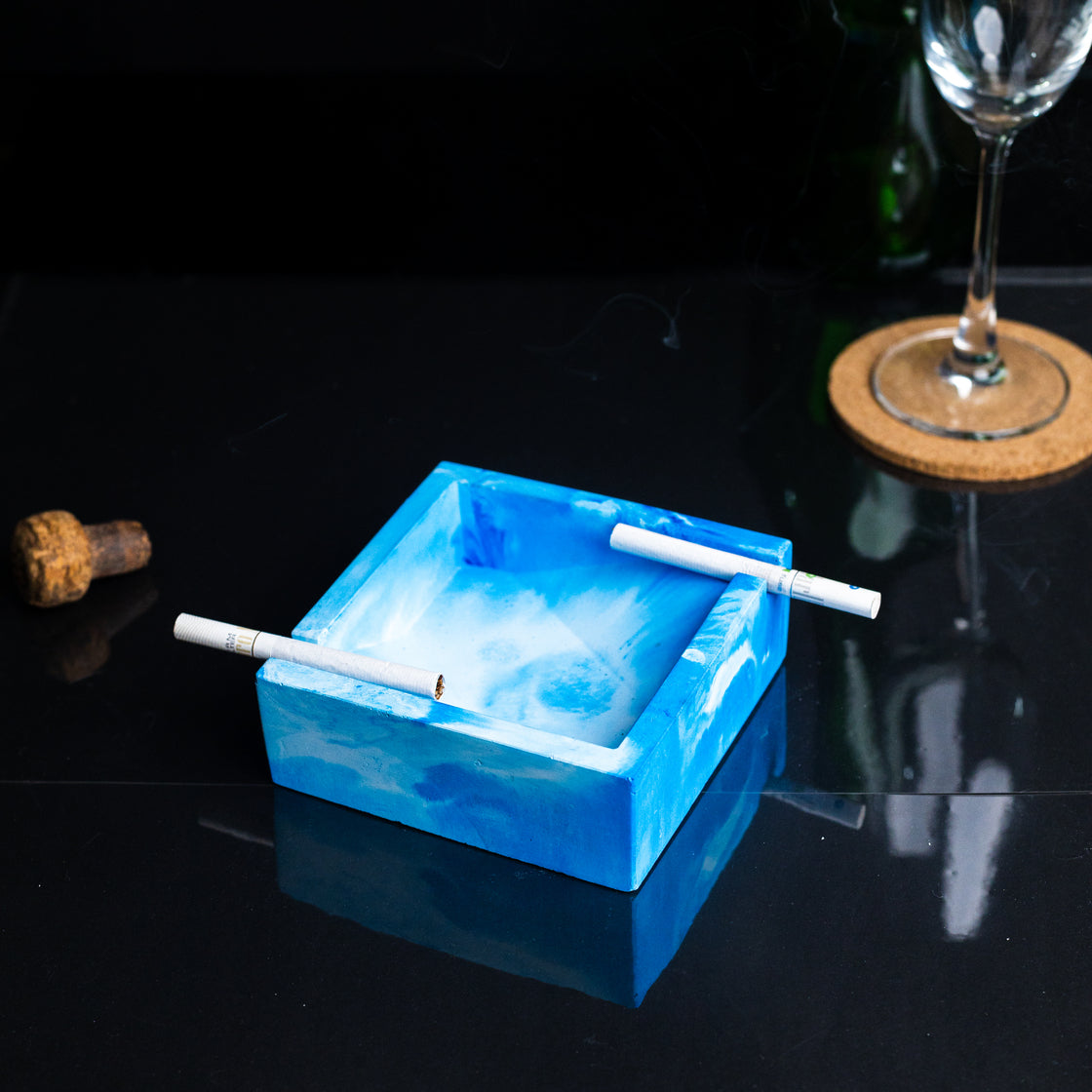 Squash Tray Black - A Square Shaped Ashtray- a perfect gift for friends, your partner, and colleagues.
