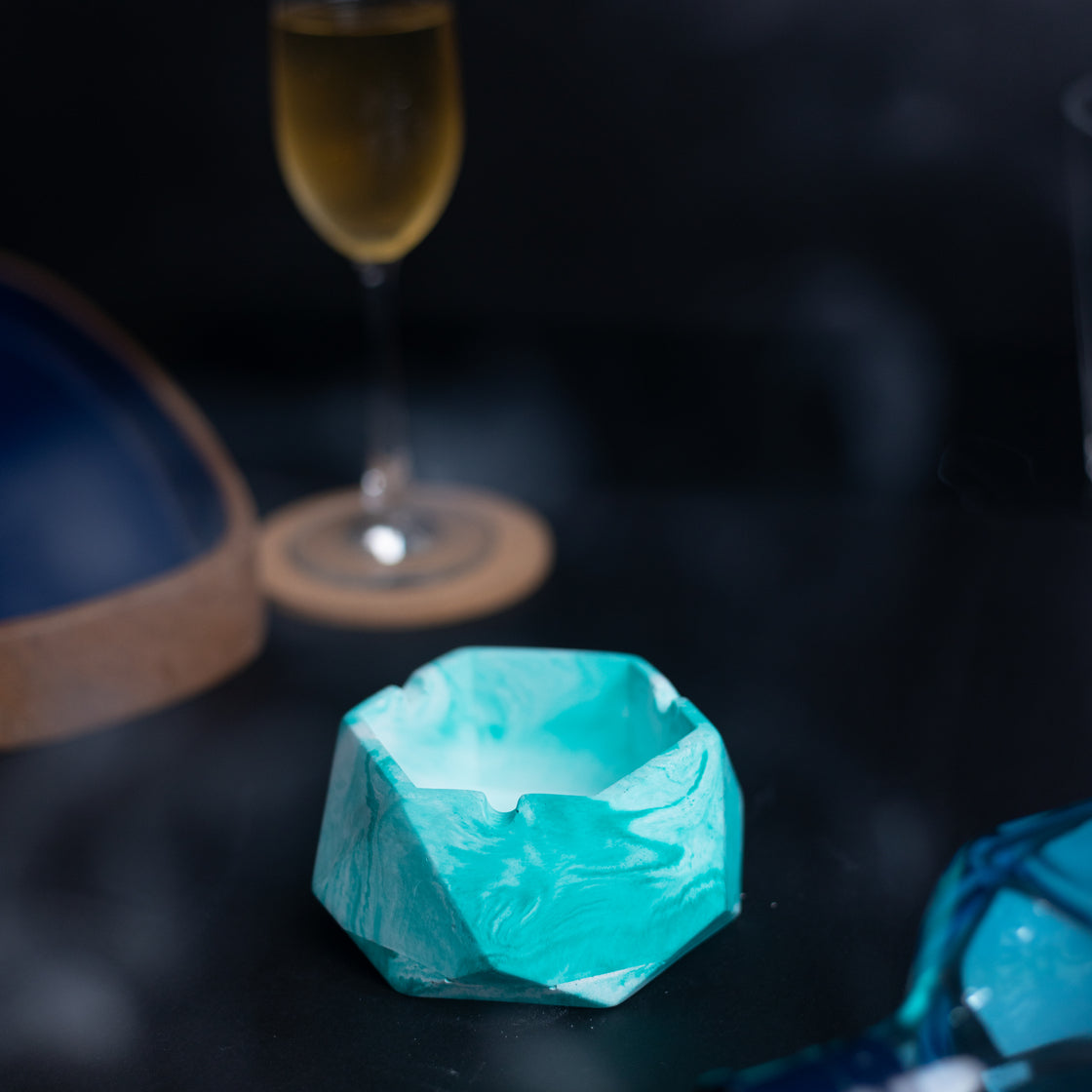 Hextray 2.0 Mint Marble - Geometric Pattern Hexagonal Ashtray