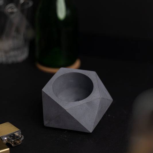 Pentrose Dark Concrete- Geometric pattern ashtray and indoor and outdoor planter with drainage for home decor, gifting