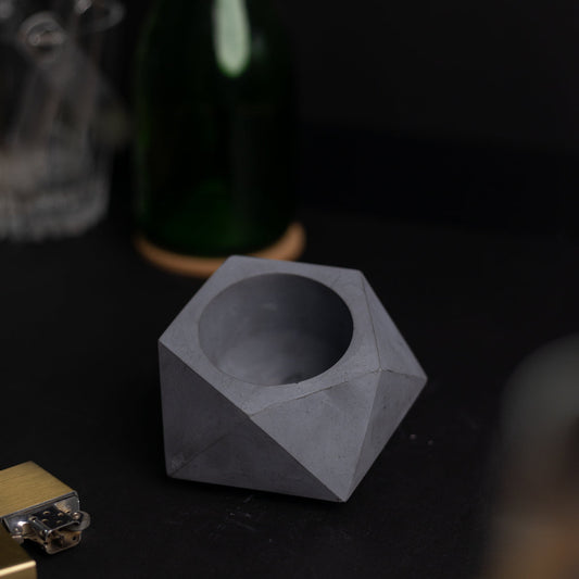 New Pentrose Dark Concrete- Geometric pattern ashtray and indoor and outdoor planter with drainage for home decor, gifting
