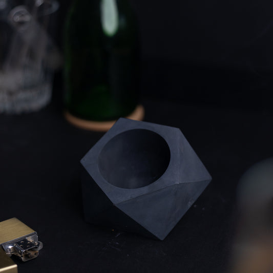 Pentrose Black- Geometric pattern ashtray and indoor and outdoor planter with drainage for home decor, gifting