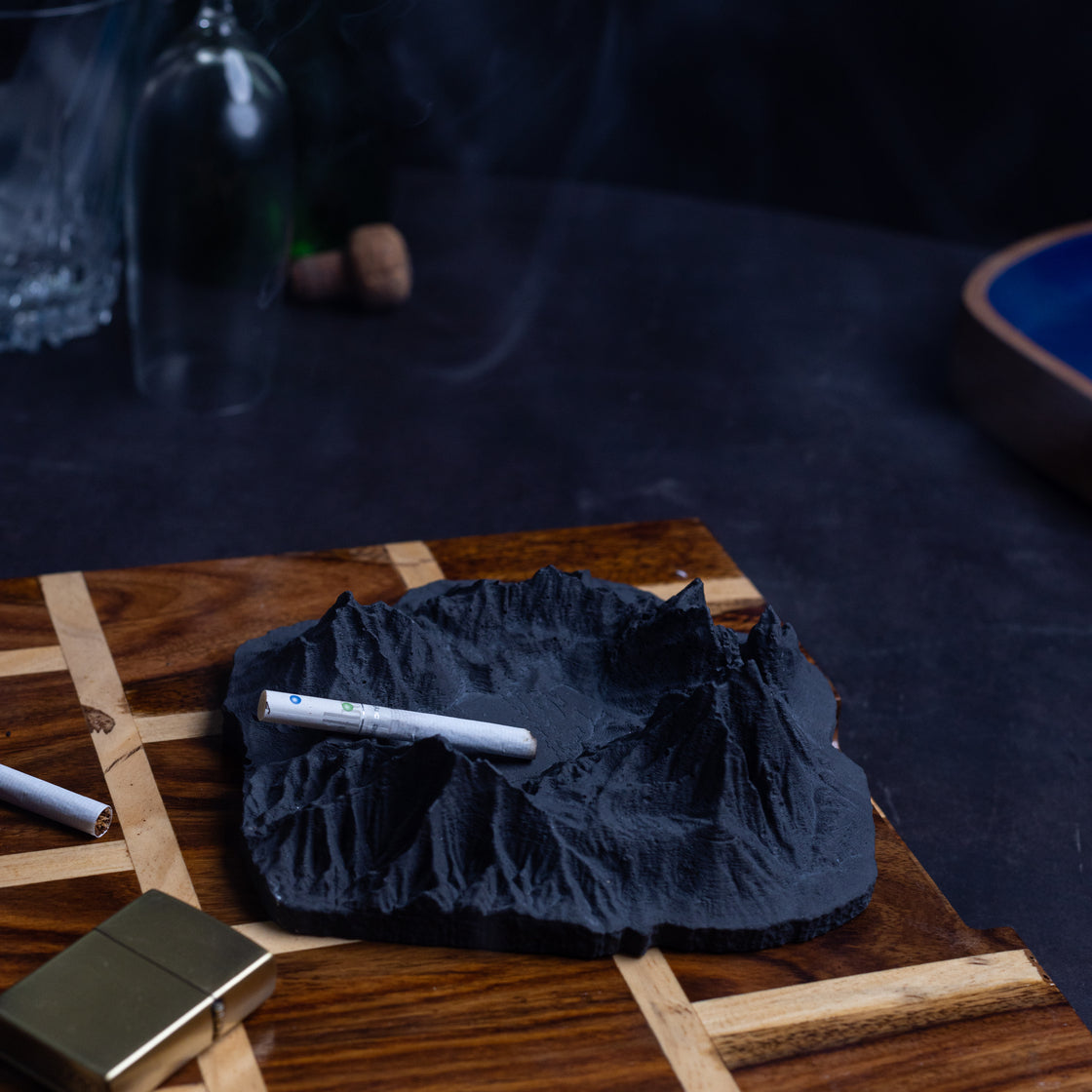 Alpine Black Snowcapped Mountains- makes for a lovely decor piece and an ashtray