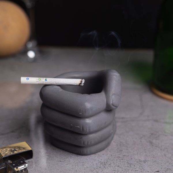 Fist Dark Concrete - Hand-shaped Decor- Pen stand and Pillar Candle Holder, featuring a clenched fist