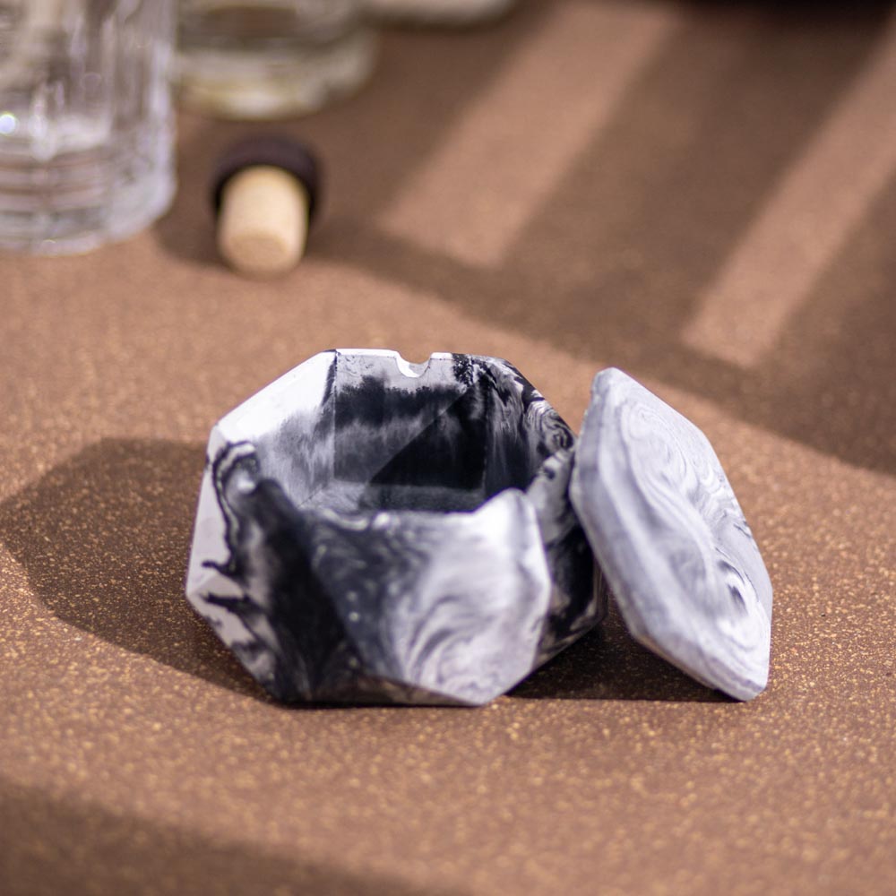 New Hextray 2.0 Nero Marble - Geometric Pattern Hexagonal Ashtray