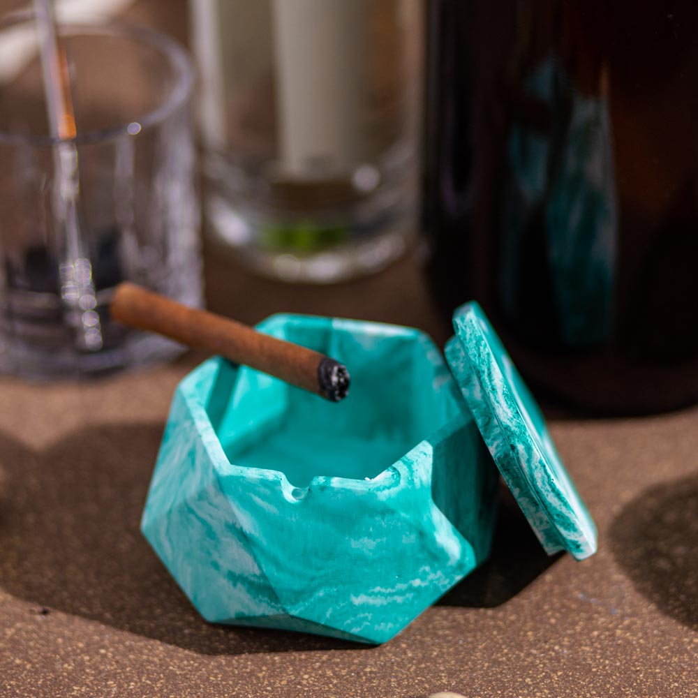 Hextray 2.0 Mint Marble - Geometric Pattern Hexagonal Ashtray