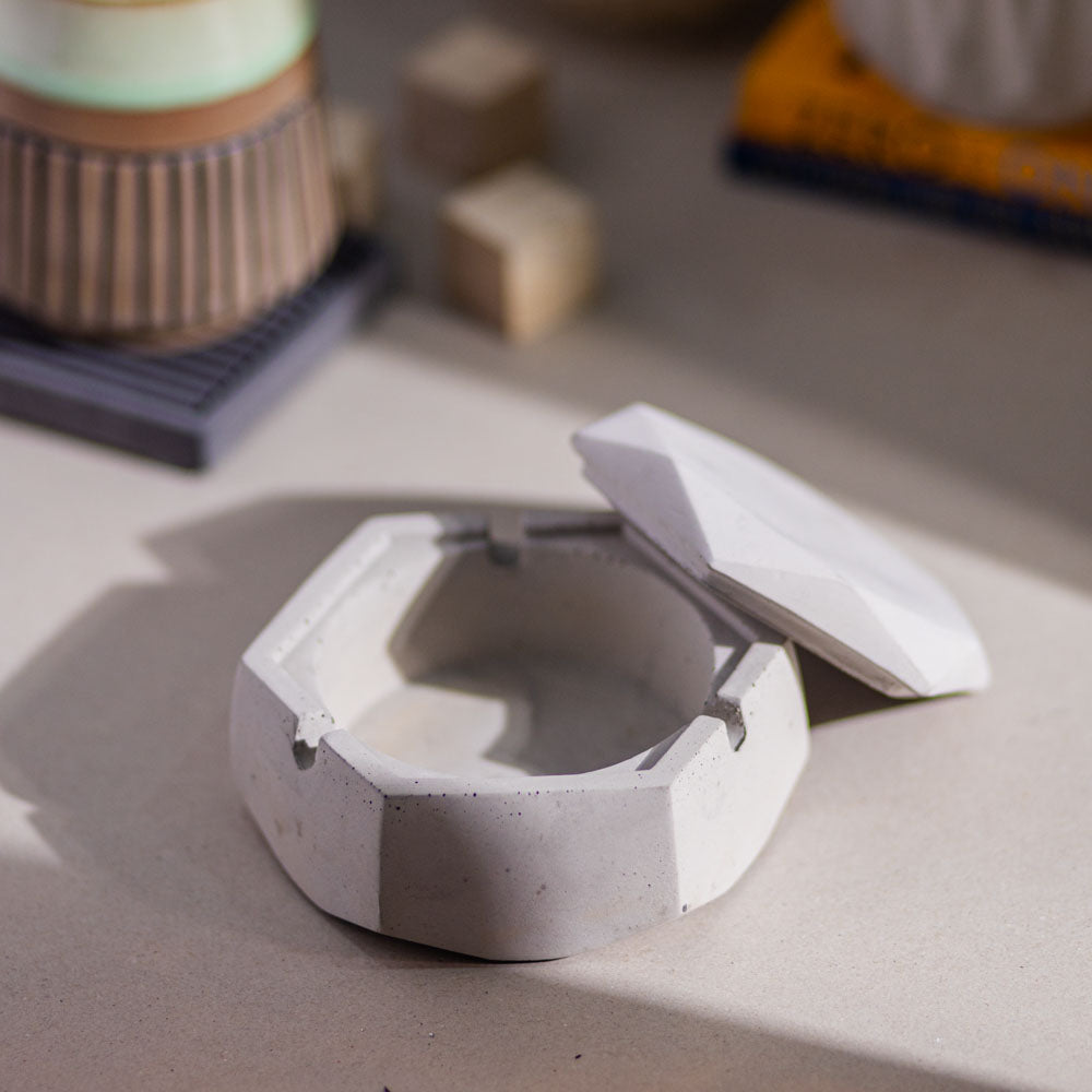 Hextray Dark Concrete - Hexagonal Geometric Ashtray for Indoor, Outdoor, Car, Office or Home Decor