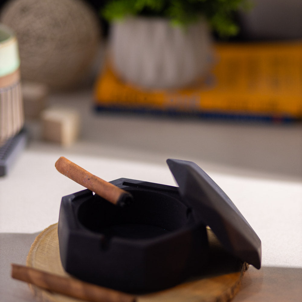 Hextray Dark Concrete - Hexagonal Geometric Ashtray for Indoor, Outdoor, Car, Office or Home Decor