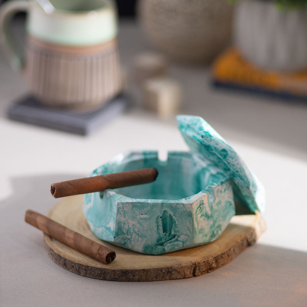 Hextray Dark Concrete - Hexagonal Geometric Ashtray for Indoor, Outdoor, Car, Office or Home Decor