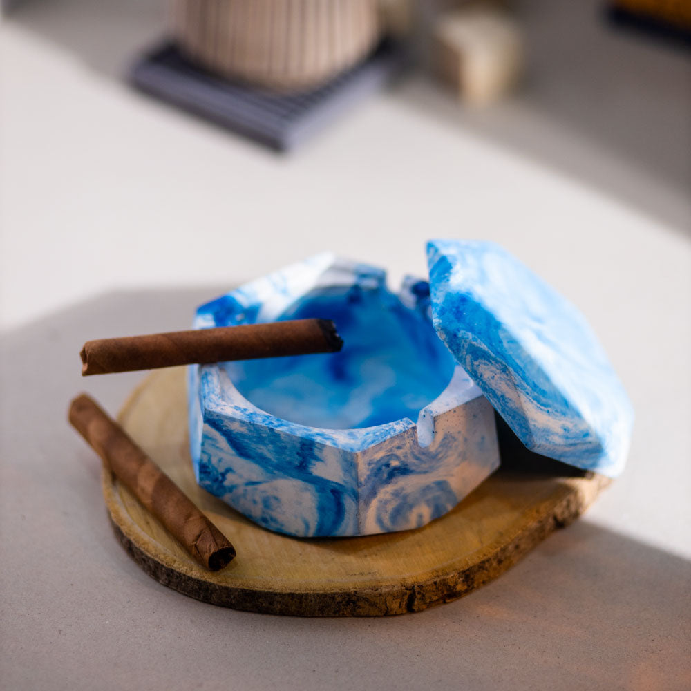 Hextray Mint marble - Hexagonal Geometric Ashtray for Indoor, Outdoor, Car, Office or Home Decor