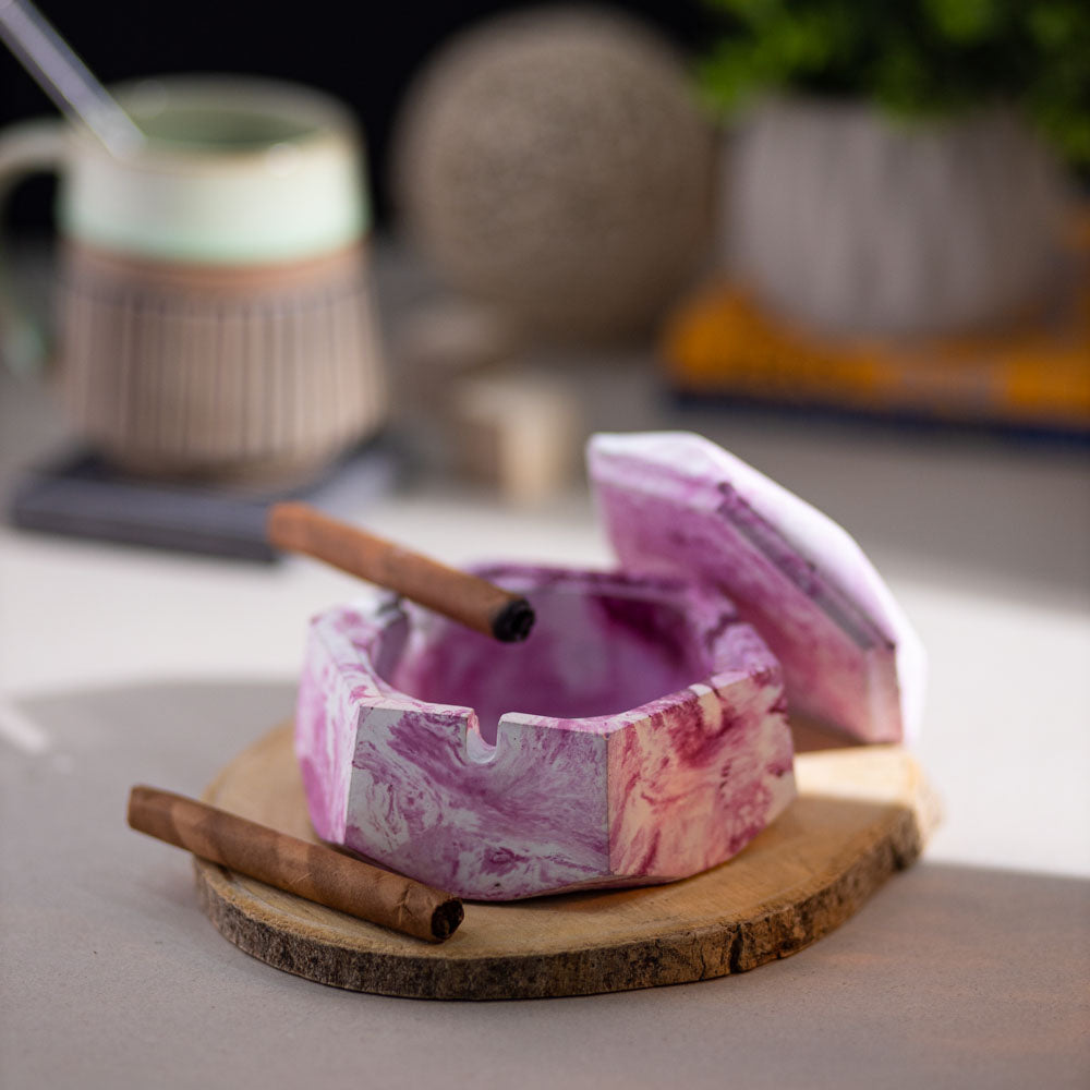 Hextray Mint marble - Hexagonal Geometric Ashtray for Indoor, Outdoor, Car, Office or Home Decor