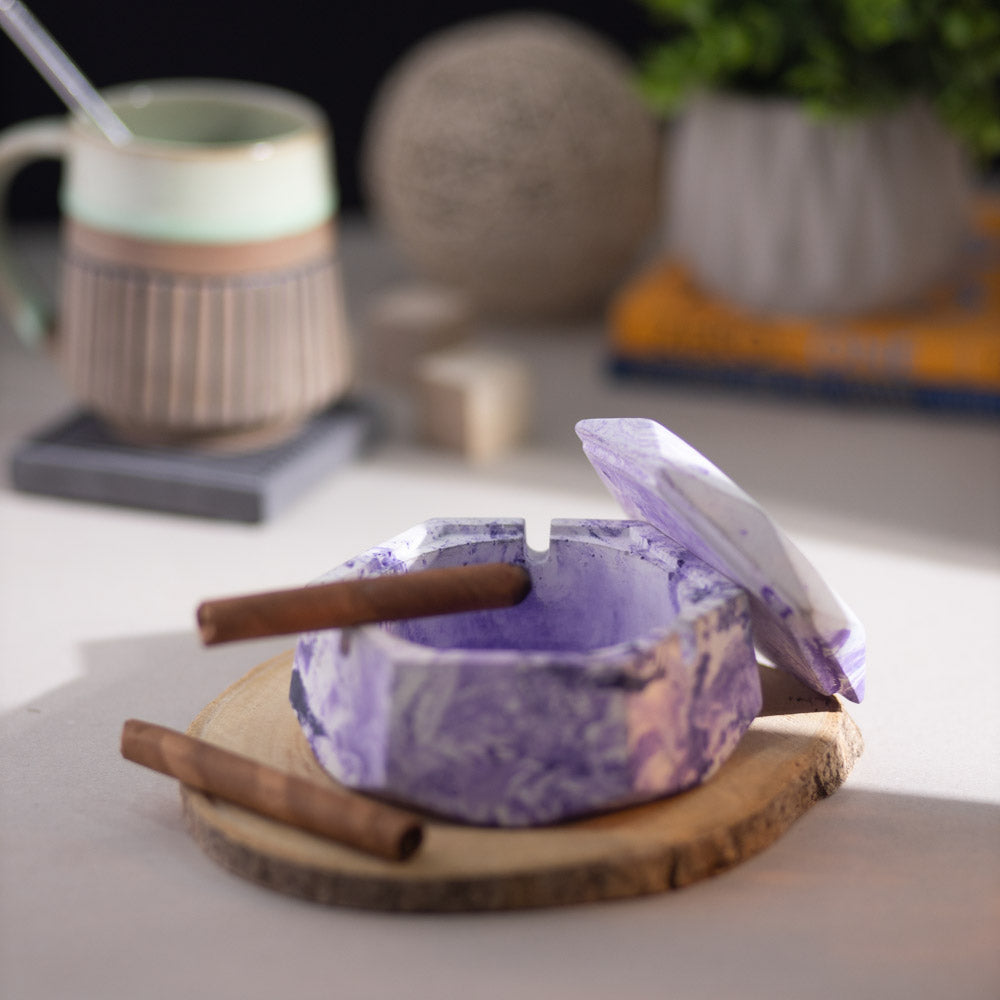 Hextray Dark Concrete - Hexagonal Geometric Ashtray for Indoor, Outdoor, Car, Office or Home Decor