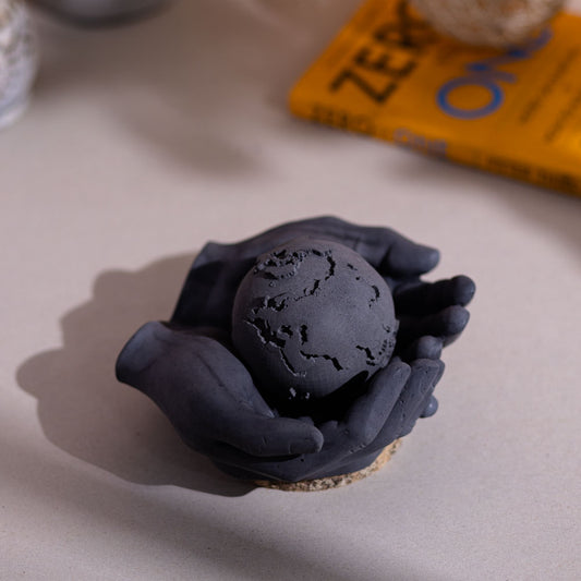 Hands Holding Earth Monochromatic Concrete Giftable