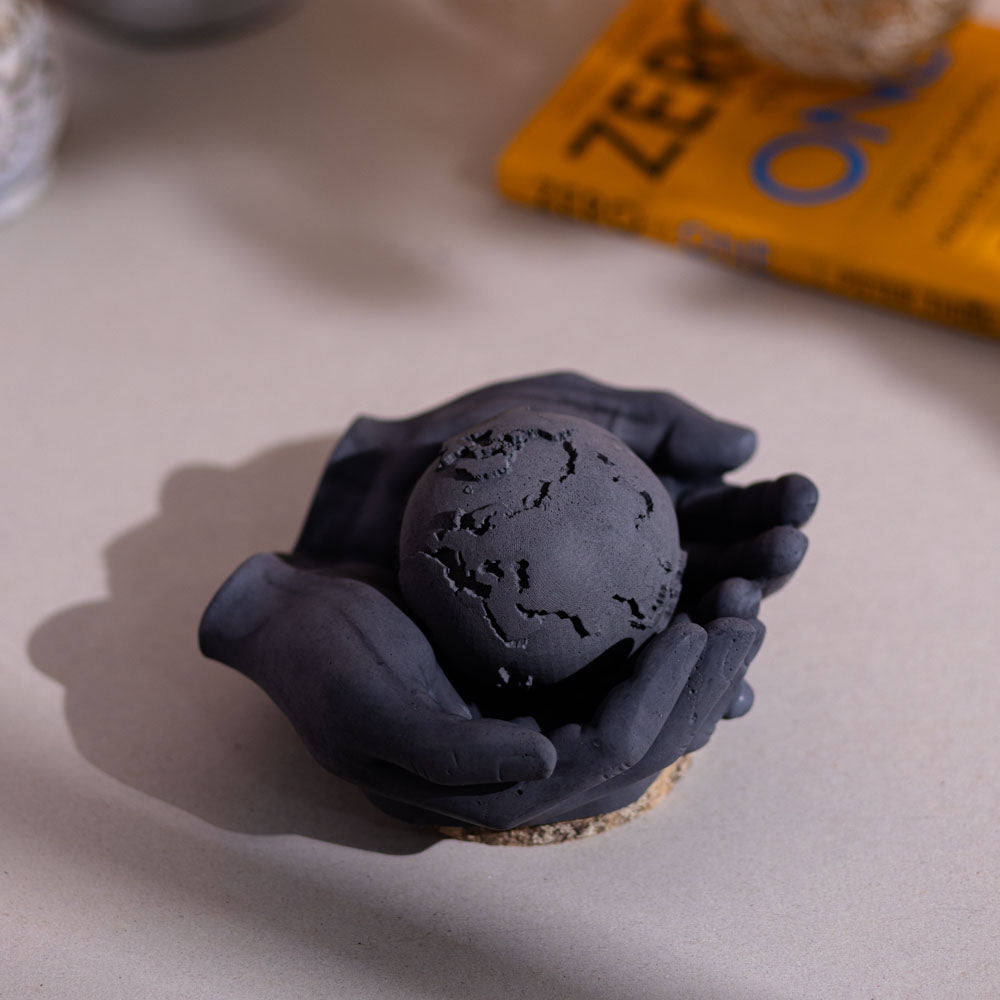 Greyt Globe-Dark Concrete-Monochromatic Globe for work desk- Desk essentials for home, office by Greyt