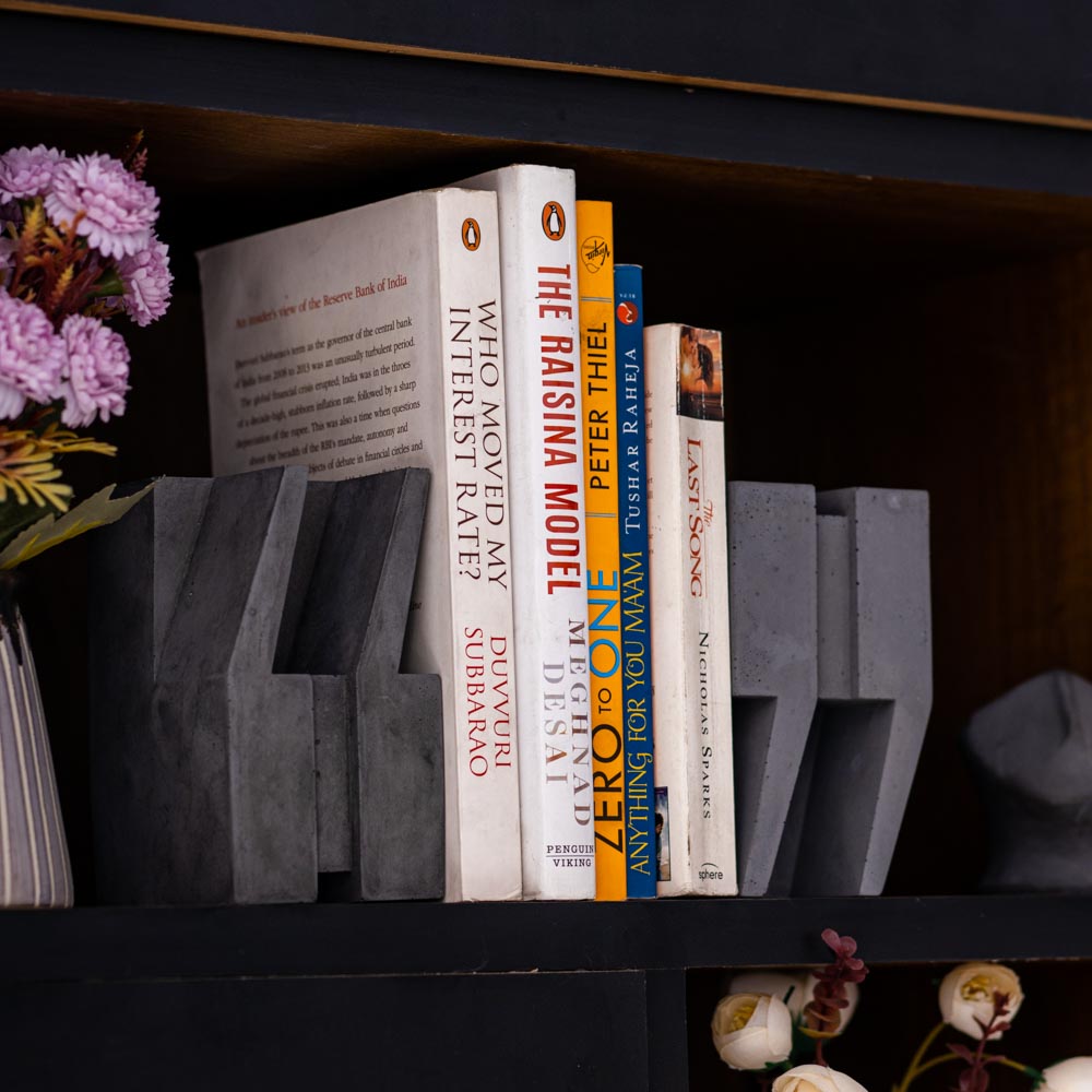 The Concrete Quotes Pair of Contemporary Concrete Book Ends