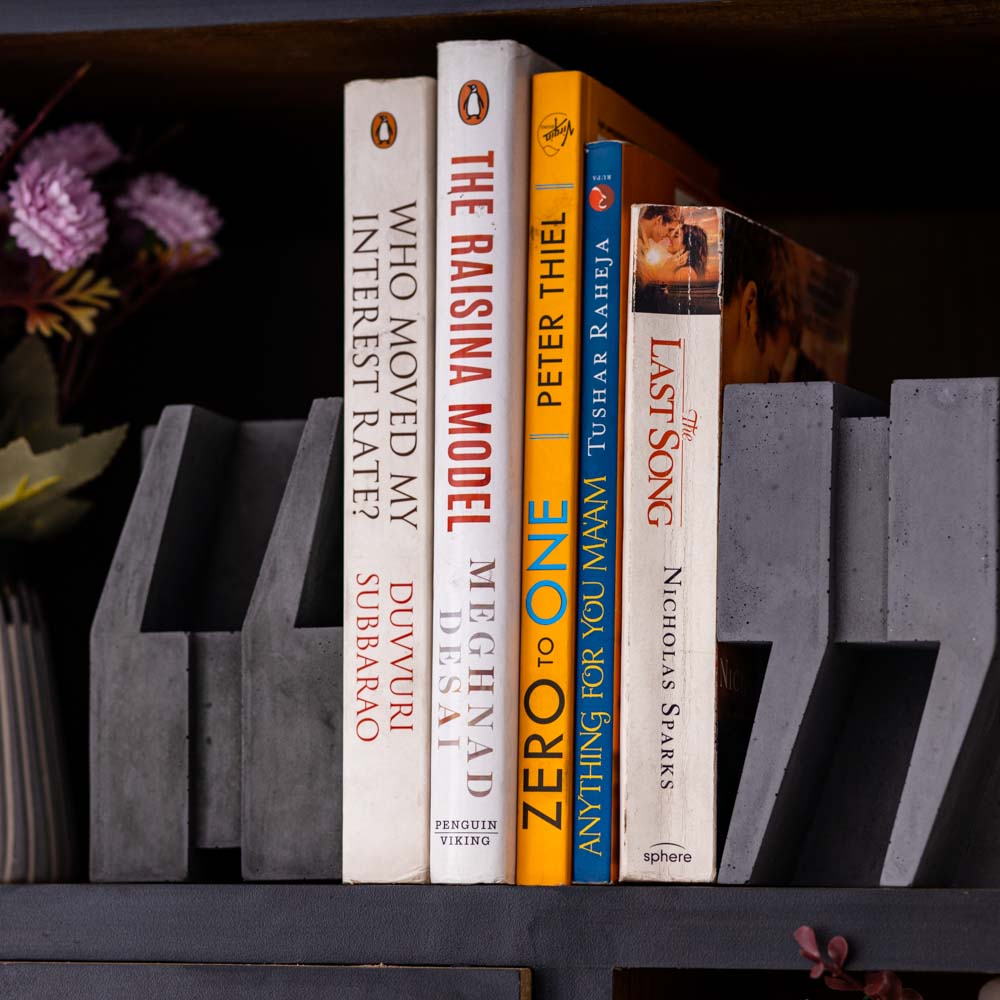 The Concrete Quotes Pair of Contemporary Concrete Book Ends