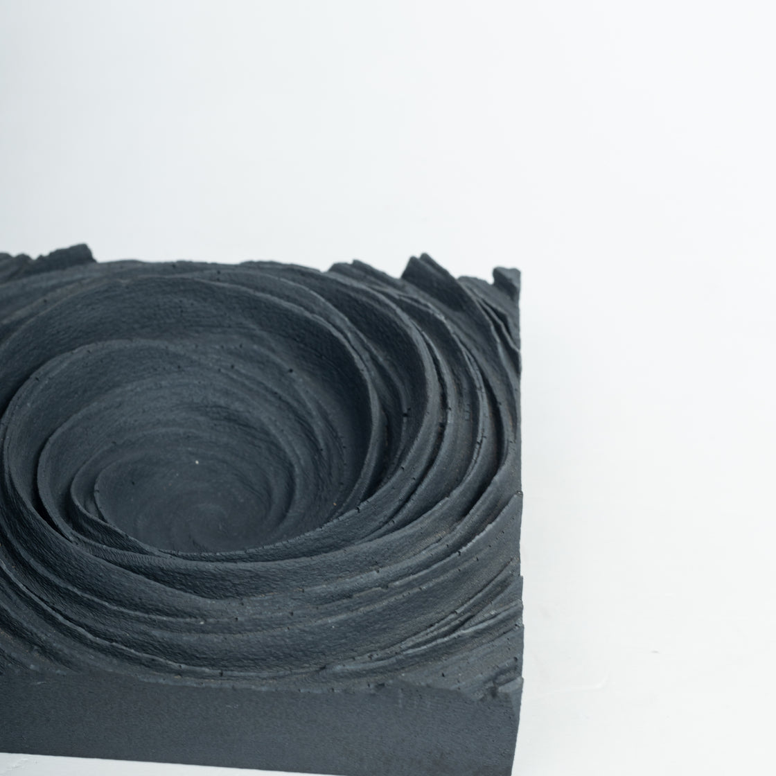 Cyclone Black - Spiral Design ashtray resting on a square base- contemporary design ashtray