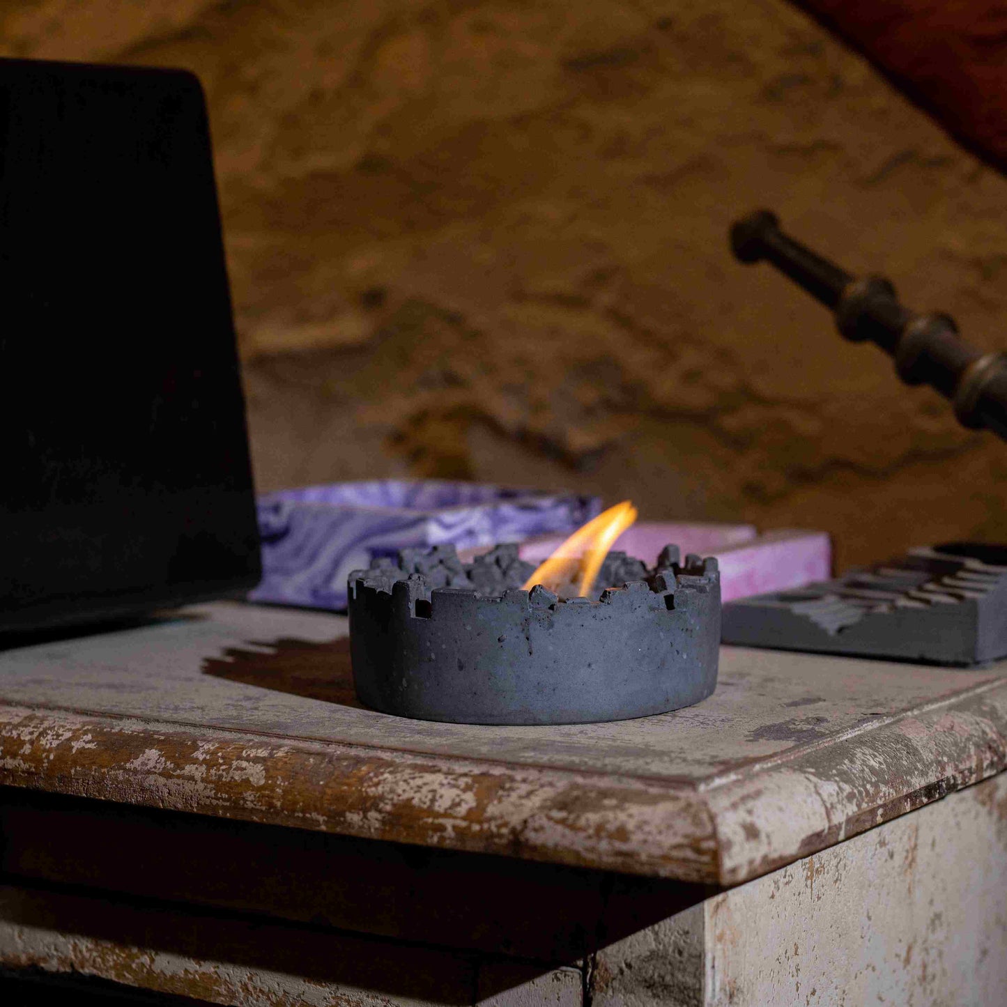 Urnfield Tasteful Home Décor from the house of Greyt-contemporary circular design Fire Pit with textured insides