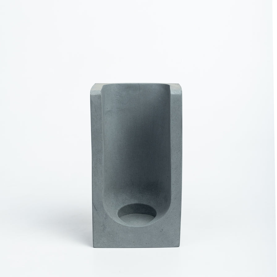 Trouval- Dark Concrete Sleek Tea light holder featuring a contemporary design