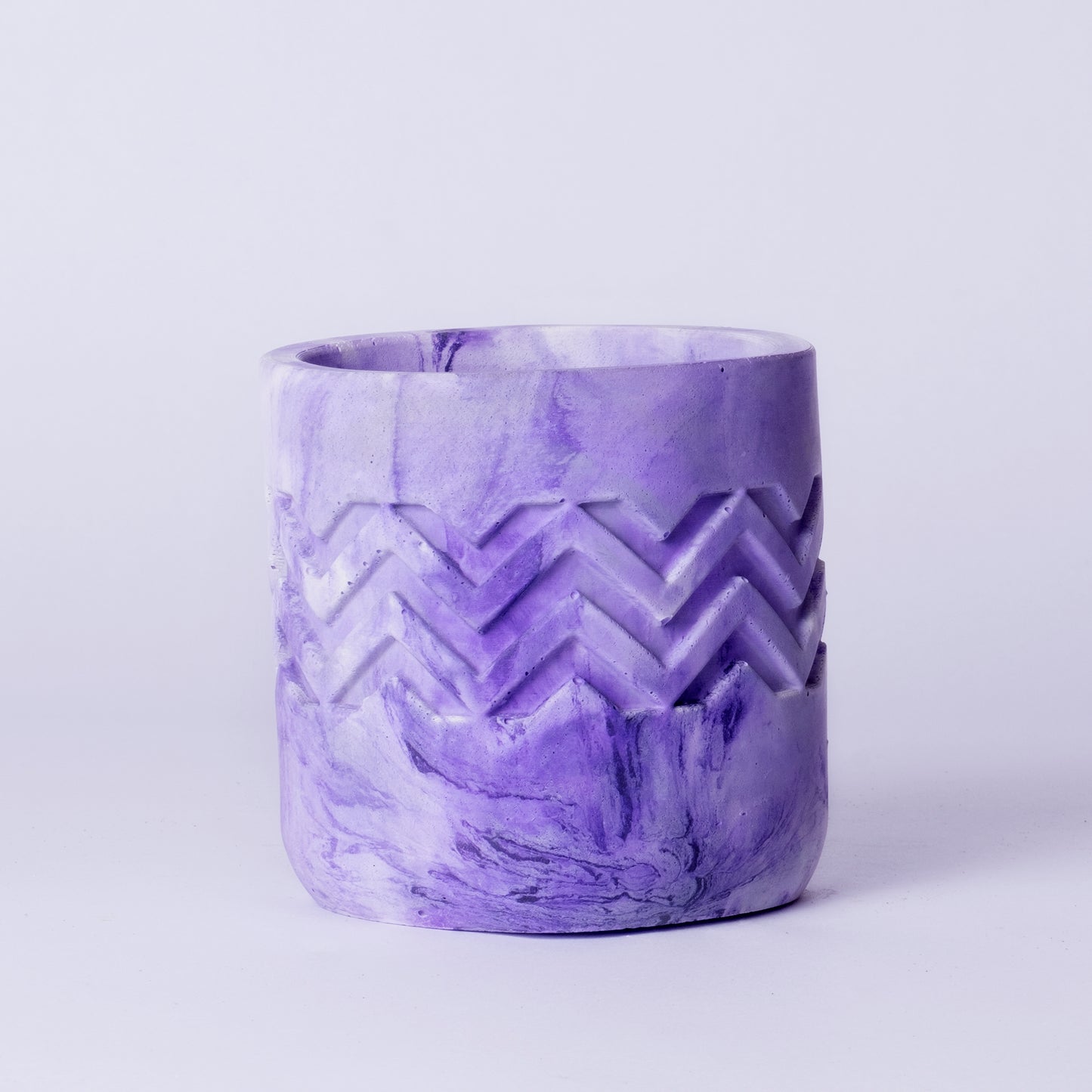 Chevro Planter Cement Finish - Chevron Pattern Designer Succulent Planter for Home And Office Decor