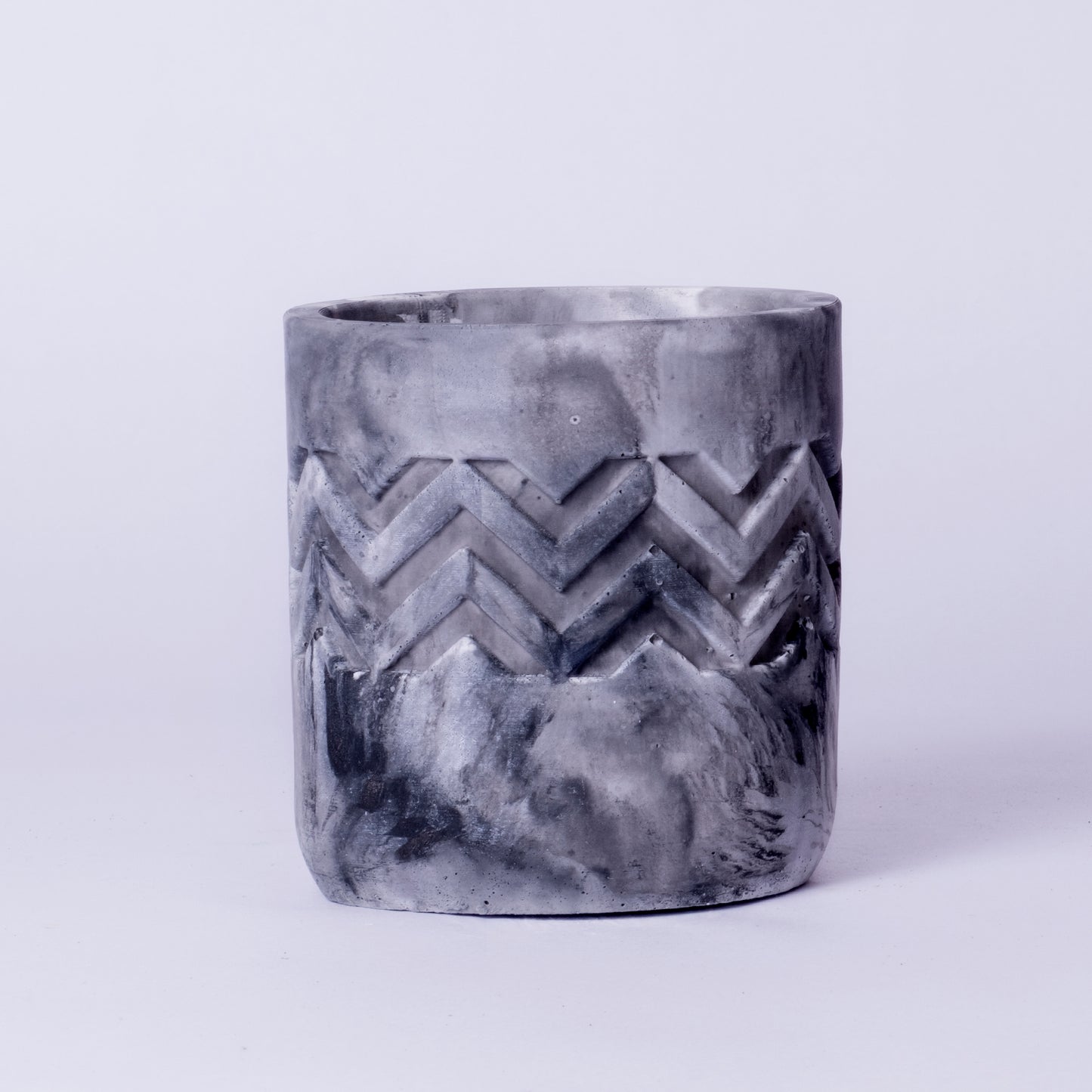 Chevro Planter Cement Finish - Chevron Pattern Designer Succulent Planter for Home And Office Decor