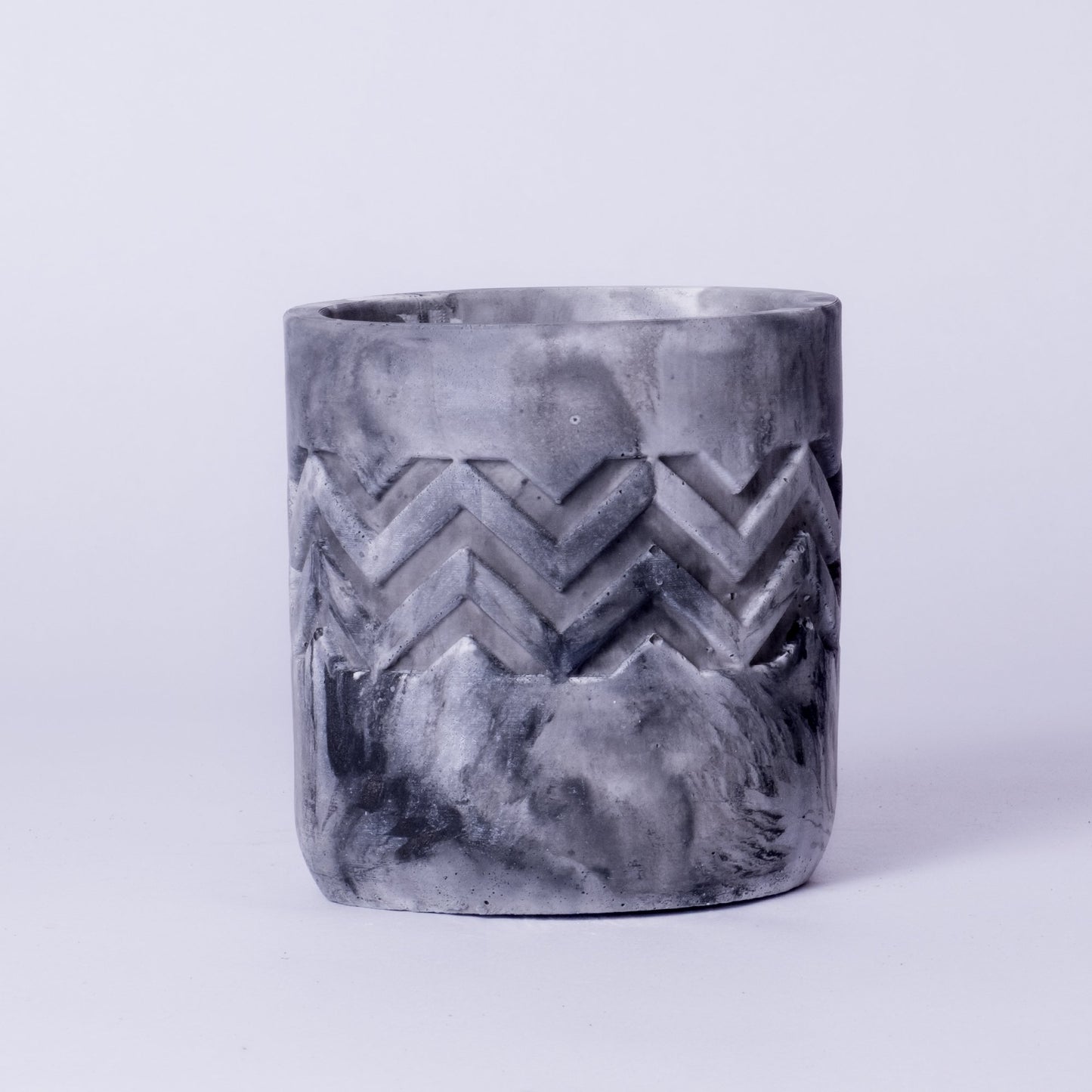 Chevro Planter Nero Marble - Chevron Pattern Designer Succulent Planter for Home And Office Decor