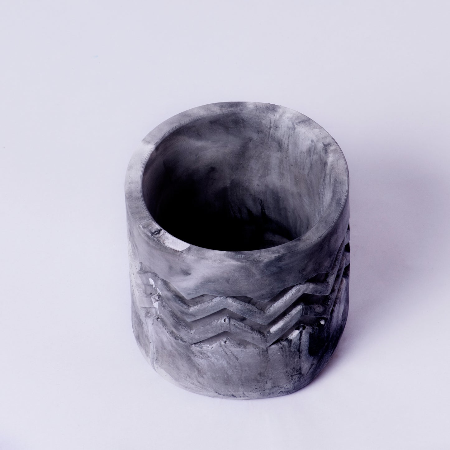 Chevro Planter Nero Marble - Chevron Pattern Designer Succulent Planter for Home And Office Decor