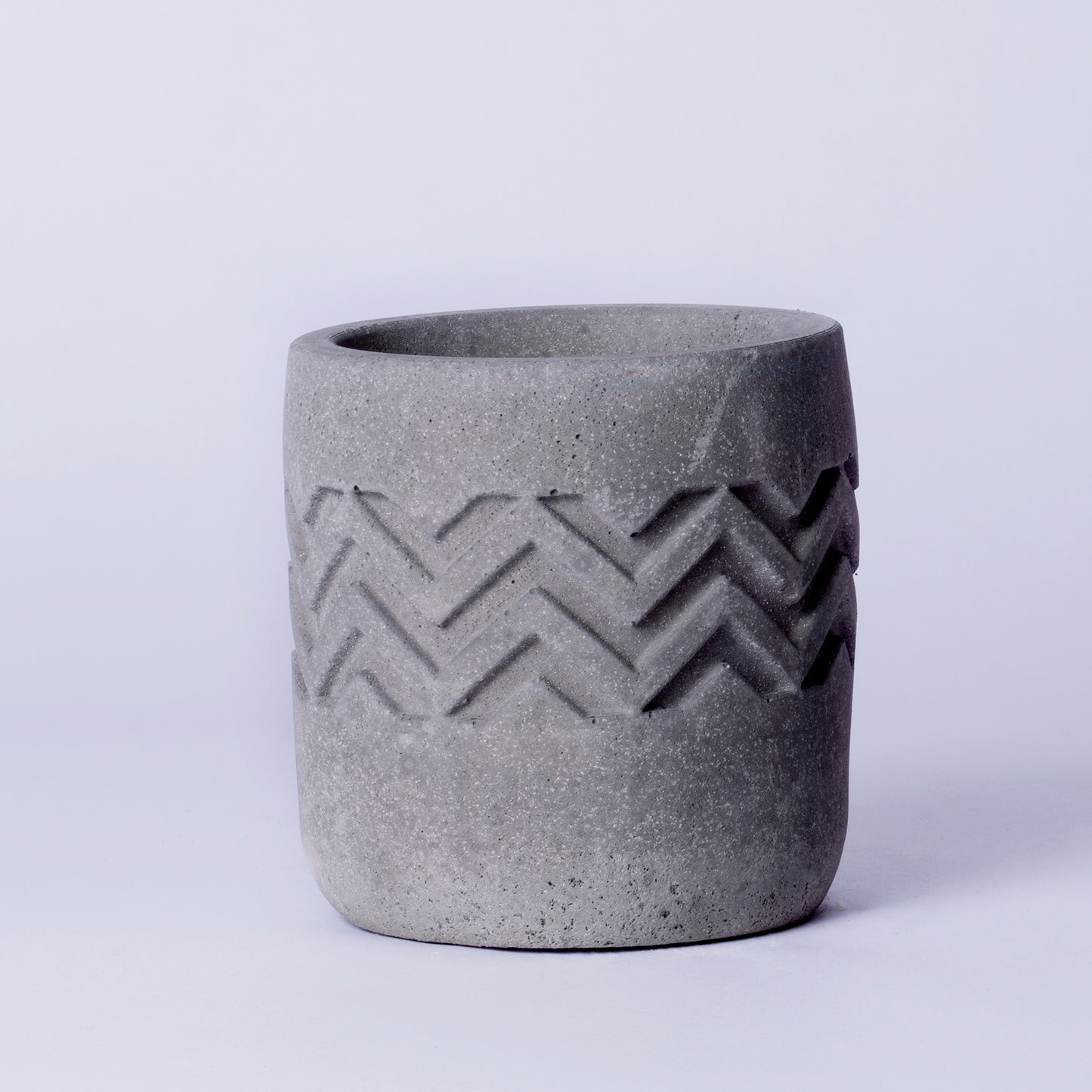Chevro Planter Cement Finish - Chevron Pattern Designer Succulent Planter for Home And Office Decor