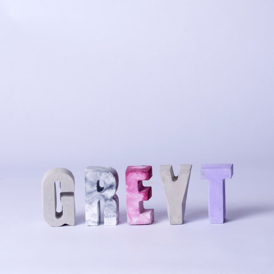 Free with every PREPAID order! 'Your Name' Initials Capital Alphabets in Concrete.