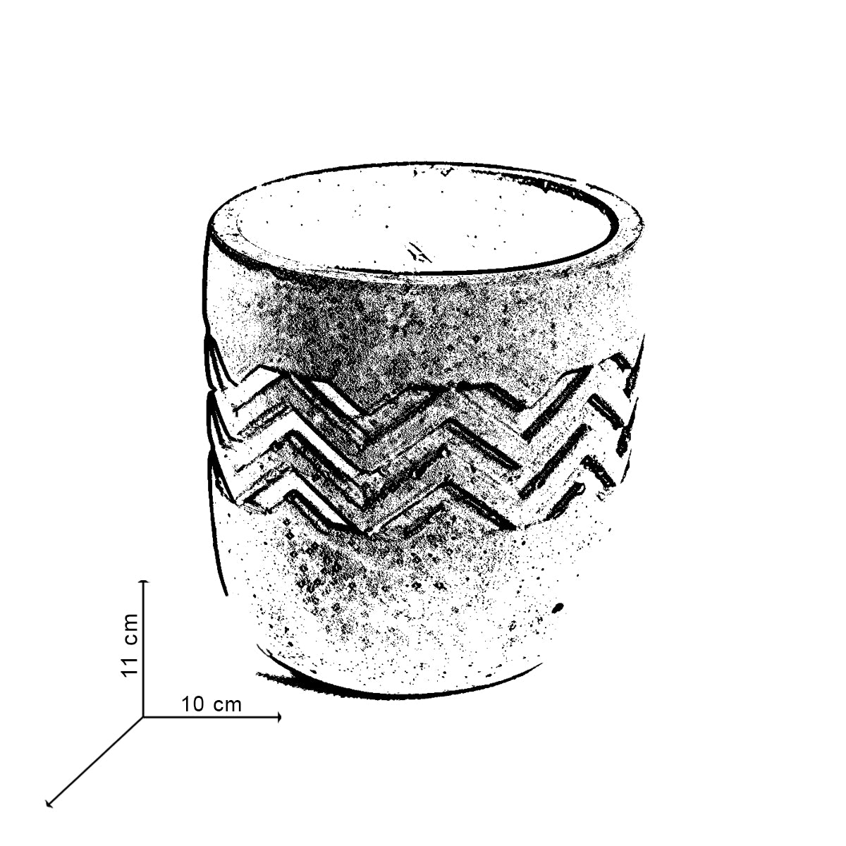 Chevro Planter Cement Finish - Chevron Pattern Designer Succulent Planter for Home And Office Decor