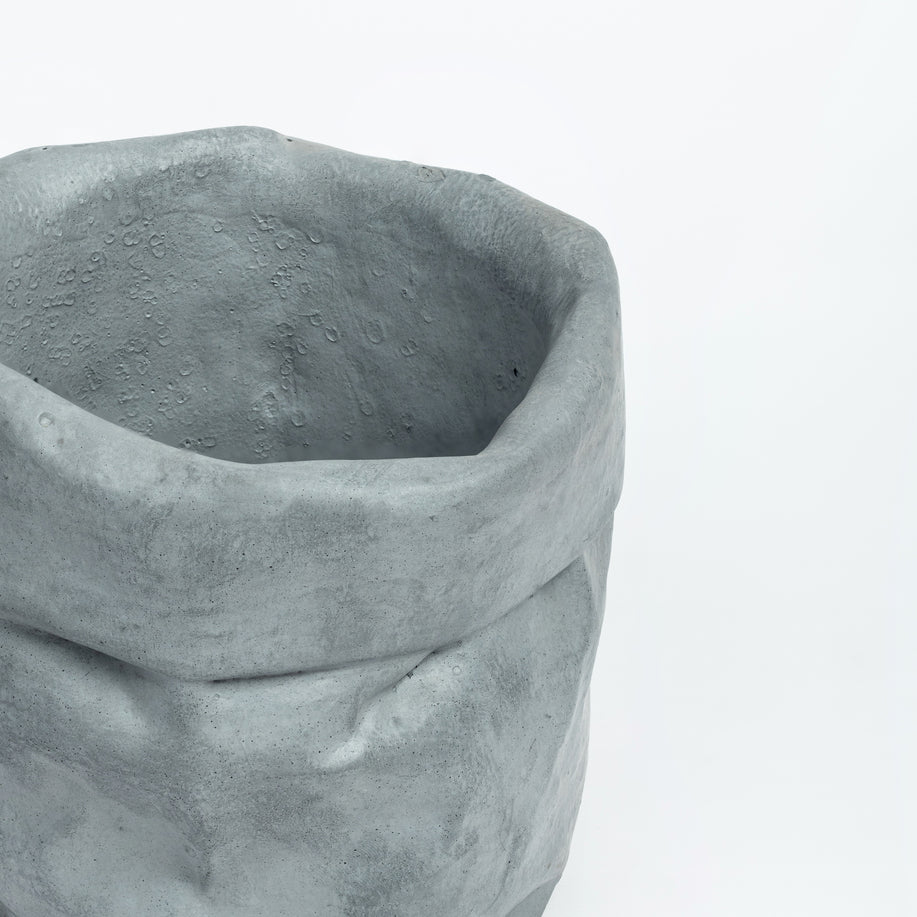 Burlap- Dark Concrete Burlap Sack-inspired planter for both indoor and outdoor plants.