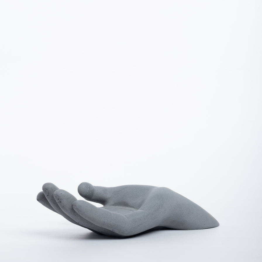 Metacarpus- Dark Concrete Hand shaped Stand alone decor piece can be used as a tealight holder, ashtray, or jewelry display.