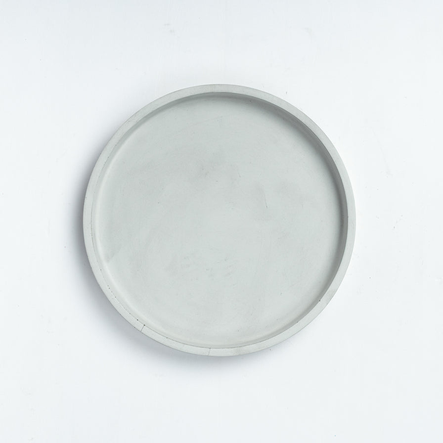 Circate- Cement finish Classic Circular plate in greytcrete with elevated brims- available in a range of color options