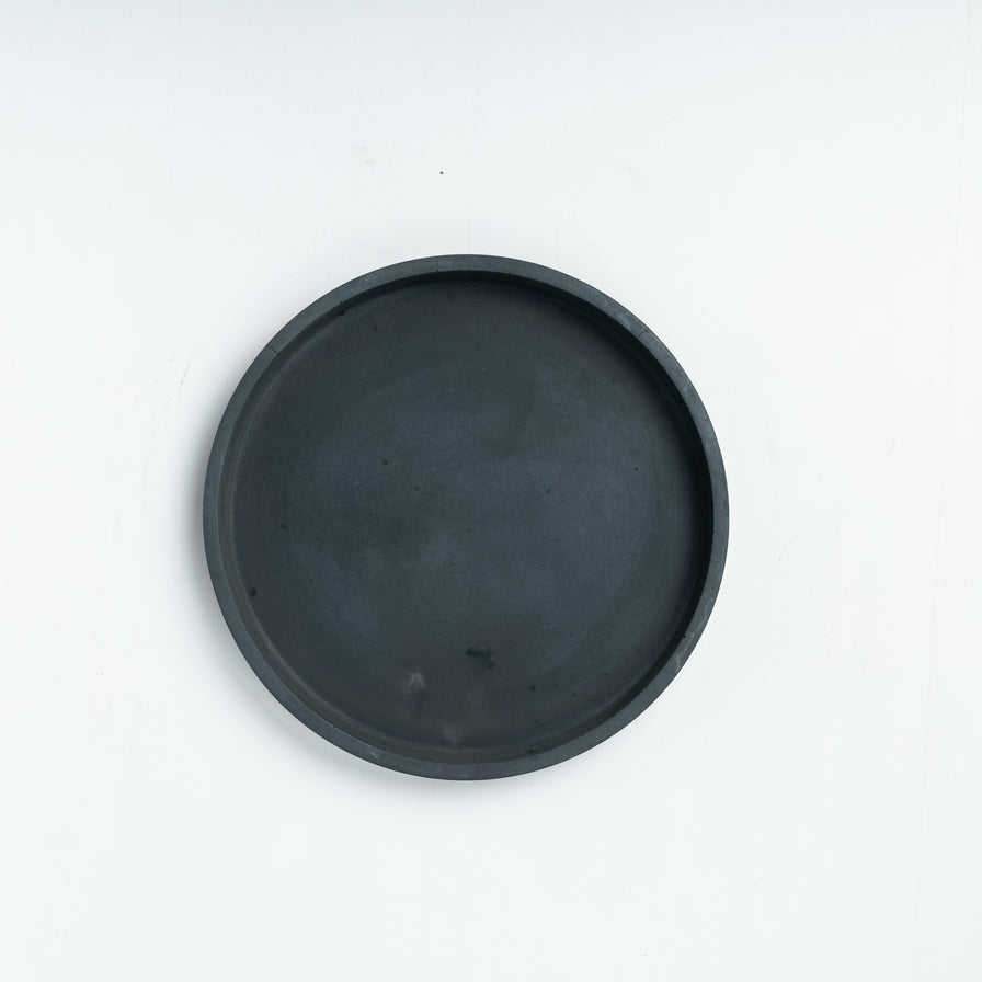 Circate- Cement finish Classic Circular plate in greytcrete with elevated brims- available in a range of color options