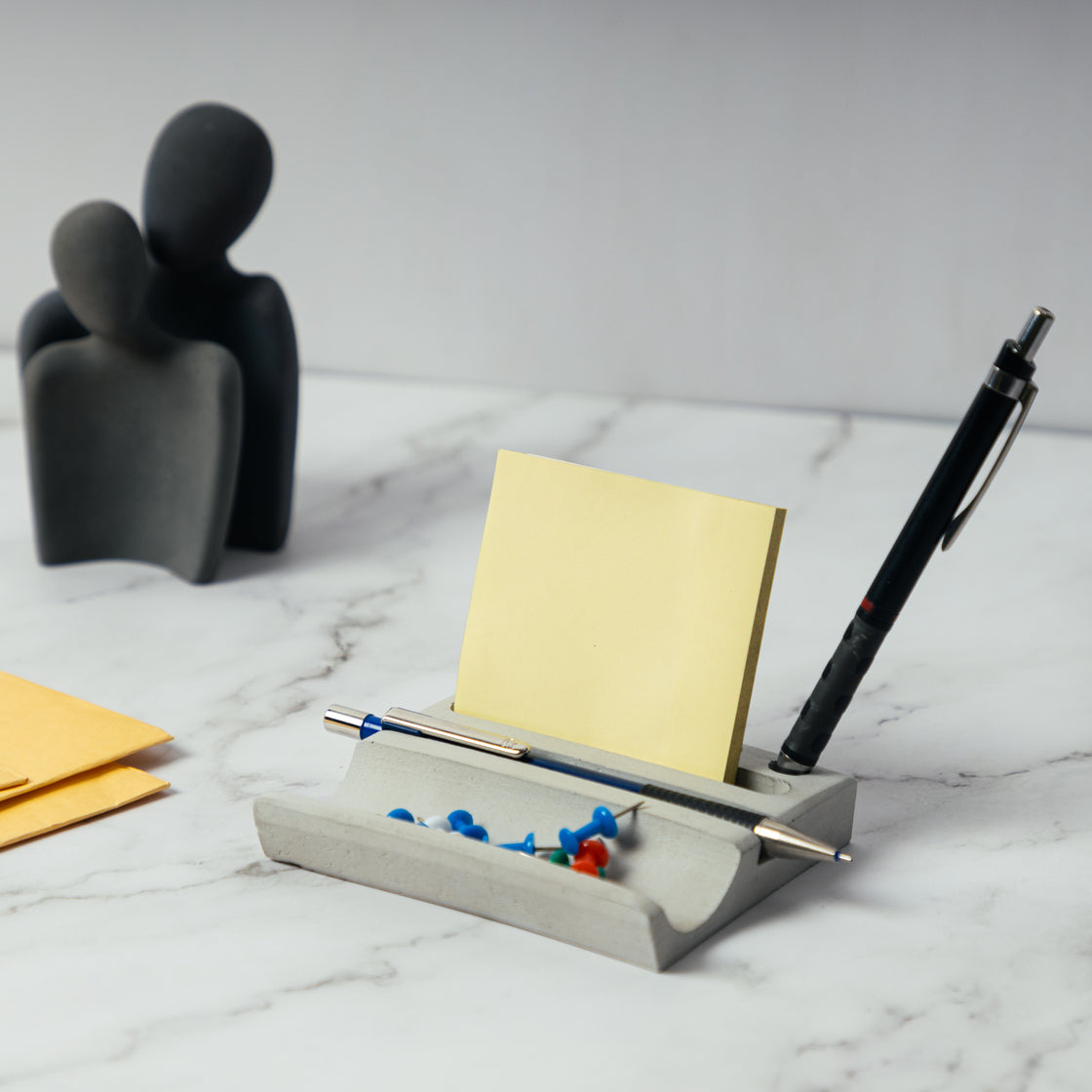 Pentrough-Cement Finish-Contemporary design stationery holder- desk supplies with multiple compartments