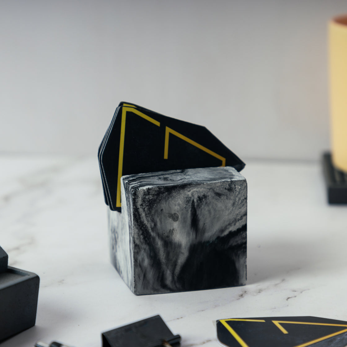 UCardo-Cement finish-Contemporary Business Card Stand for Work Desk