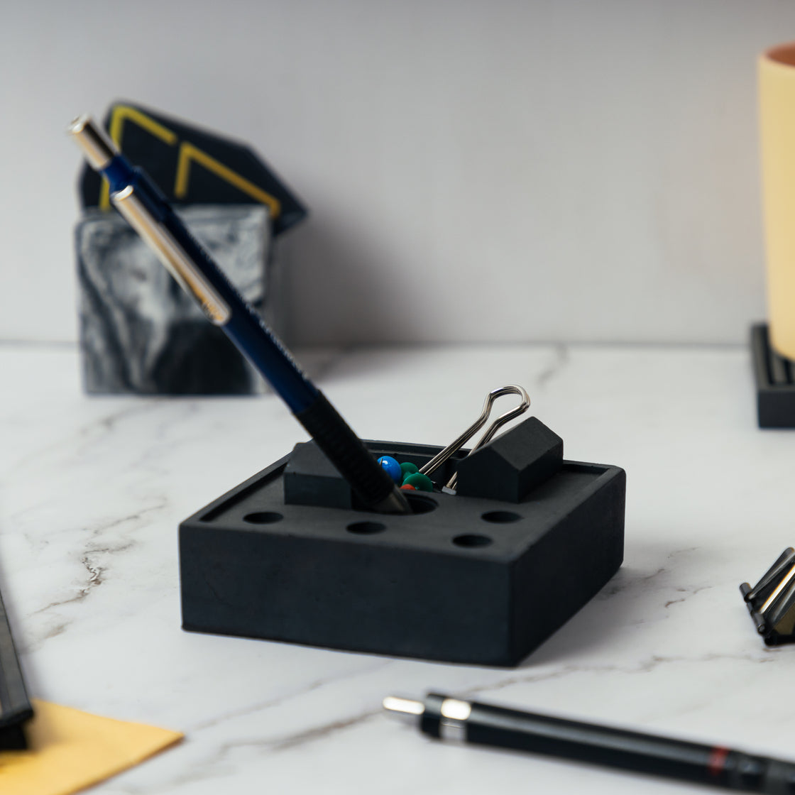 Dwelling-Dark Concrete-Quirky Pen Stand- Creative Monochromatic School Supplies/ office supplies/ desk essentials