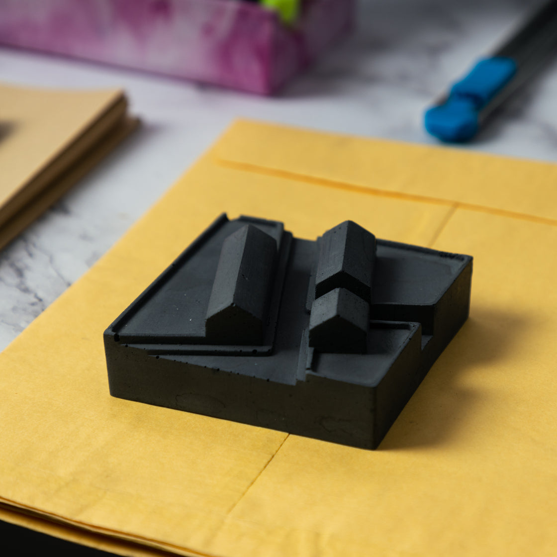 Hamlet-Dark concrete-Contemporary Design Monochromatic Paperweight- Desk Essentials from the house of Greyt