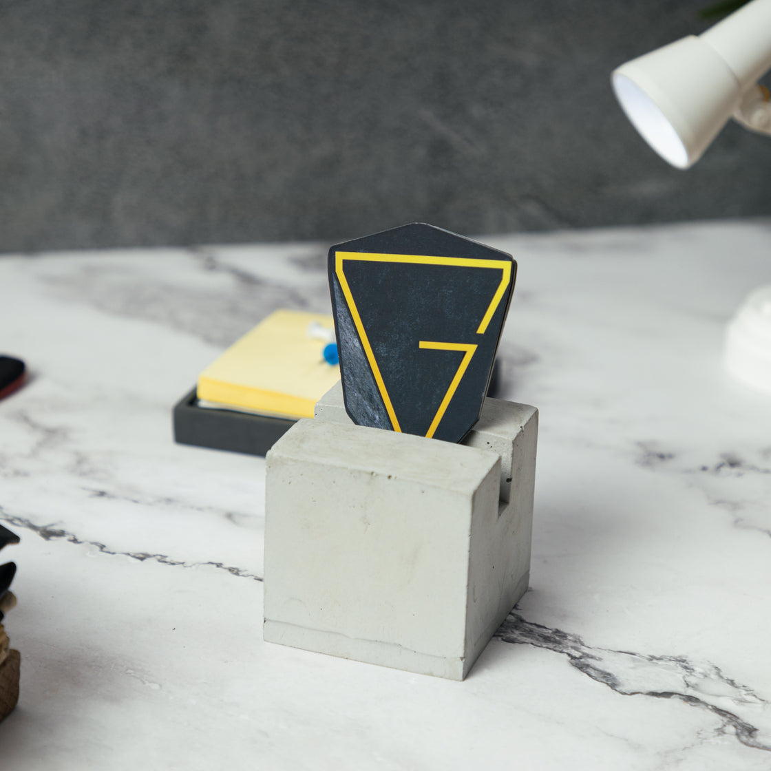 UCardo-Cement finish-Contemporary Business Card Stand for Work Desk