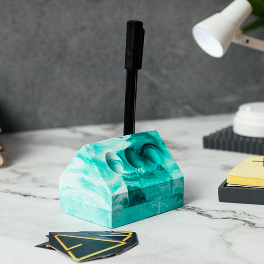 Cabana Stand- Mint Marble-Pencil Stand