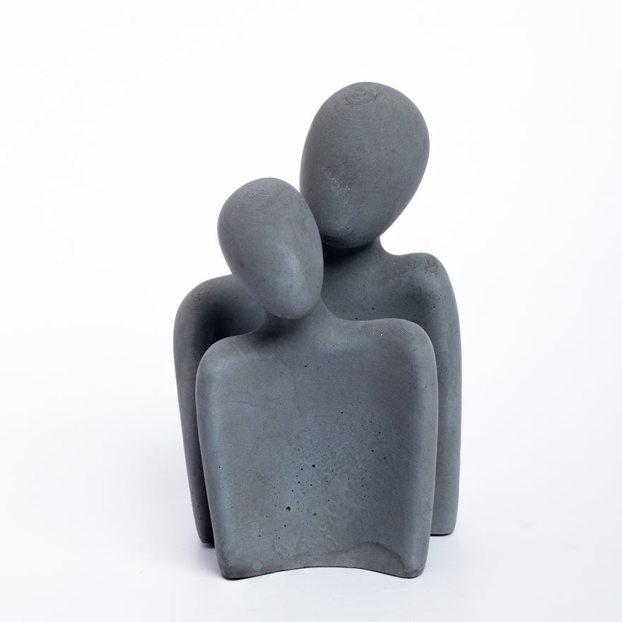 Happy Duo-Dark Concrete-Romantic Couple Statue- Unique Gift for your girlfriend, boyfriend, partner.