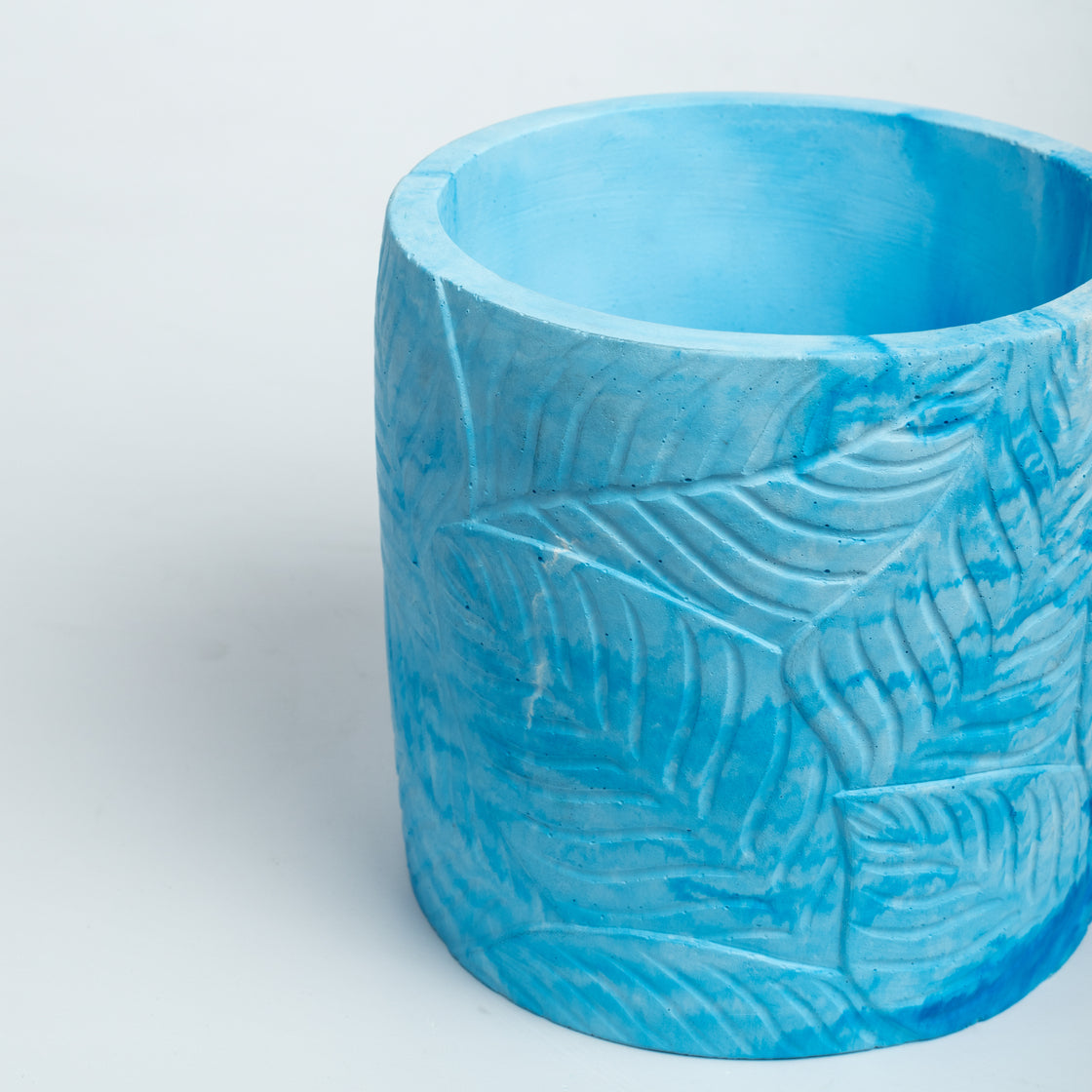 Frond-Cloud-Leaf Imprint Planter, features an Embossed Leaves texture