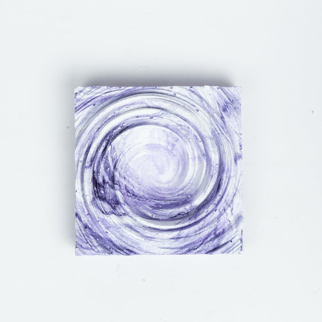 New Cyclone Orchid Marble - Spiral Design ashtray resting on a square base- contemporary design ashtray