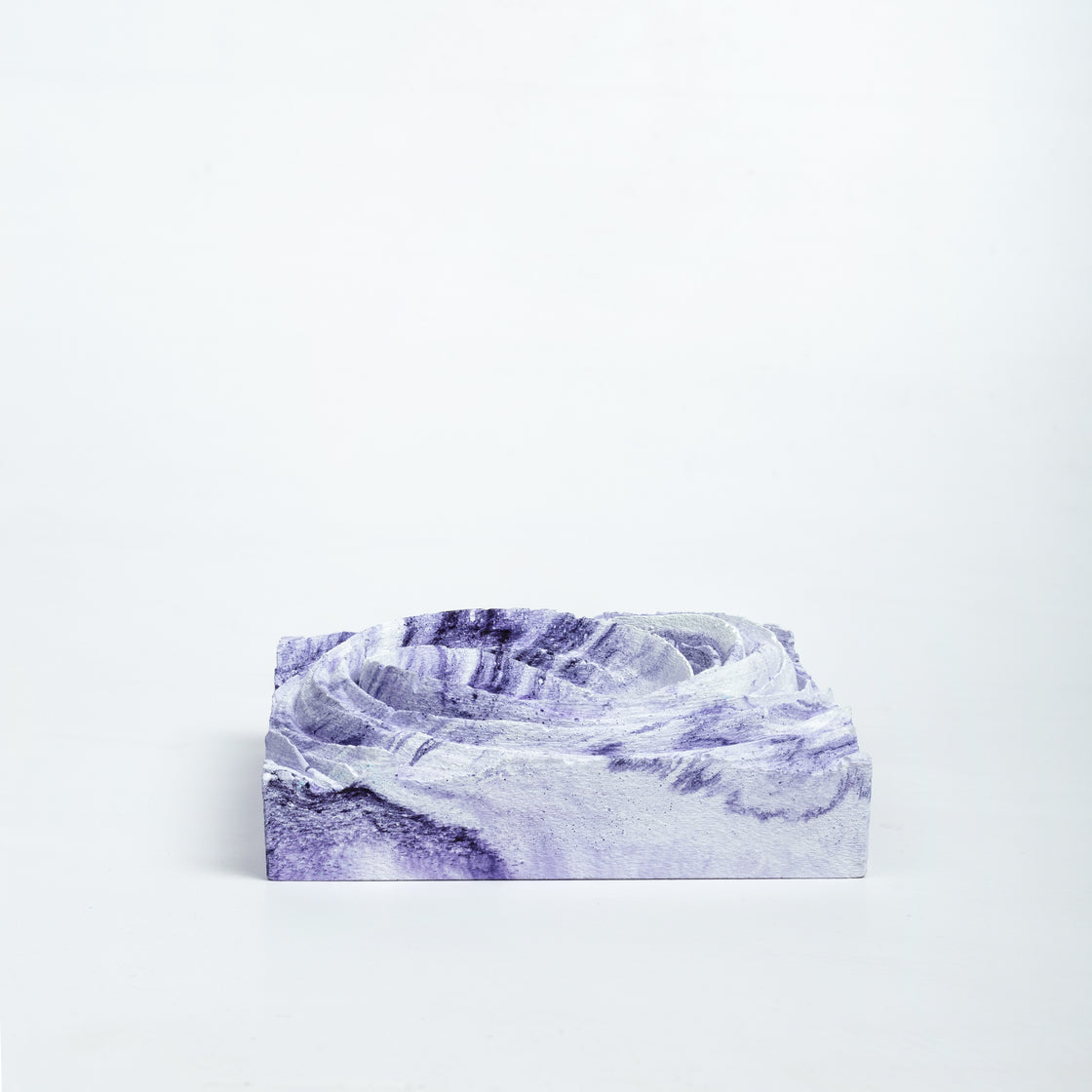 New Cyclone Orchid Marble - Spiral Design ashtray resting on a square base- contemporary design ashtray